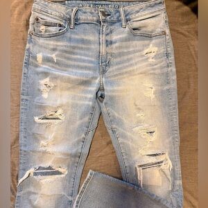 American Eagle Outfitters Light Blue Distressed Slim Jeans
